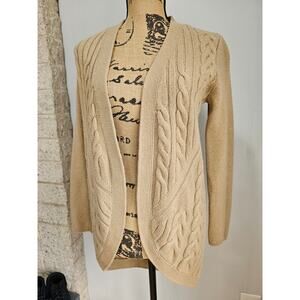 Talbots Cable Knit  Open Cardigan Wool Cashmere Blend, Womens Sz XS, New